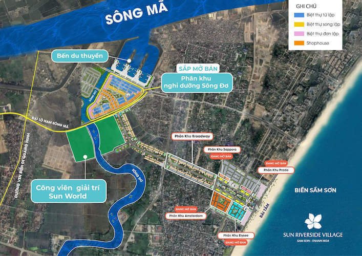 Sun Riverside Village Sầm Sơn nằm tại vị trí trung tâm đắc địa