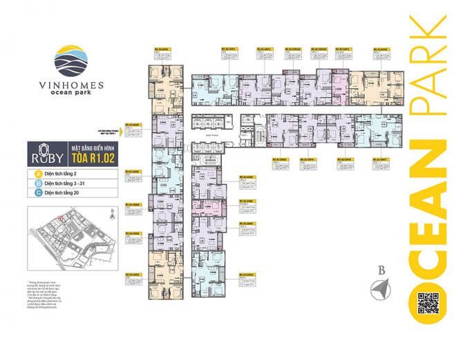 The Zenpark Vinhomes Ocean Park - Mặt bằng tòa R1.02