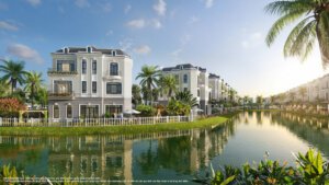 Biệt thự phân khu Mẫu Đơn Vinhomes Star City được bao quanh bởi hệ thống sông nhân tạo và các tiện ích hiện đại