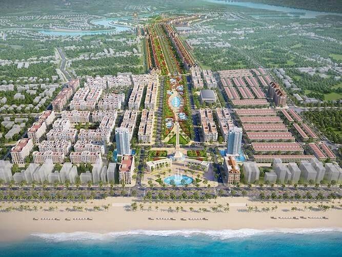 Shophouse Art Deco phân bố dọc 2 bên đại lộ trung tâm dự án Sun Riverside Village