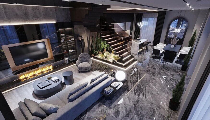 Thiết kế nội thất biệt thự song lập phong cách hiện đại