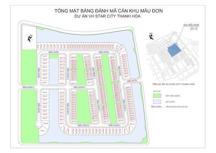 Mặt bằng biệt thự Vinhomes Star City phân khu Mẫu Đơn