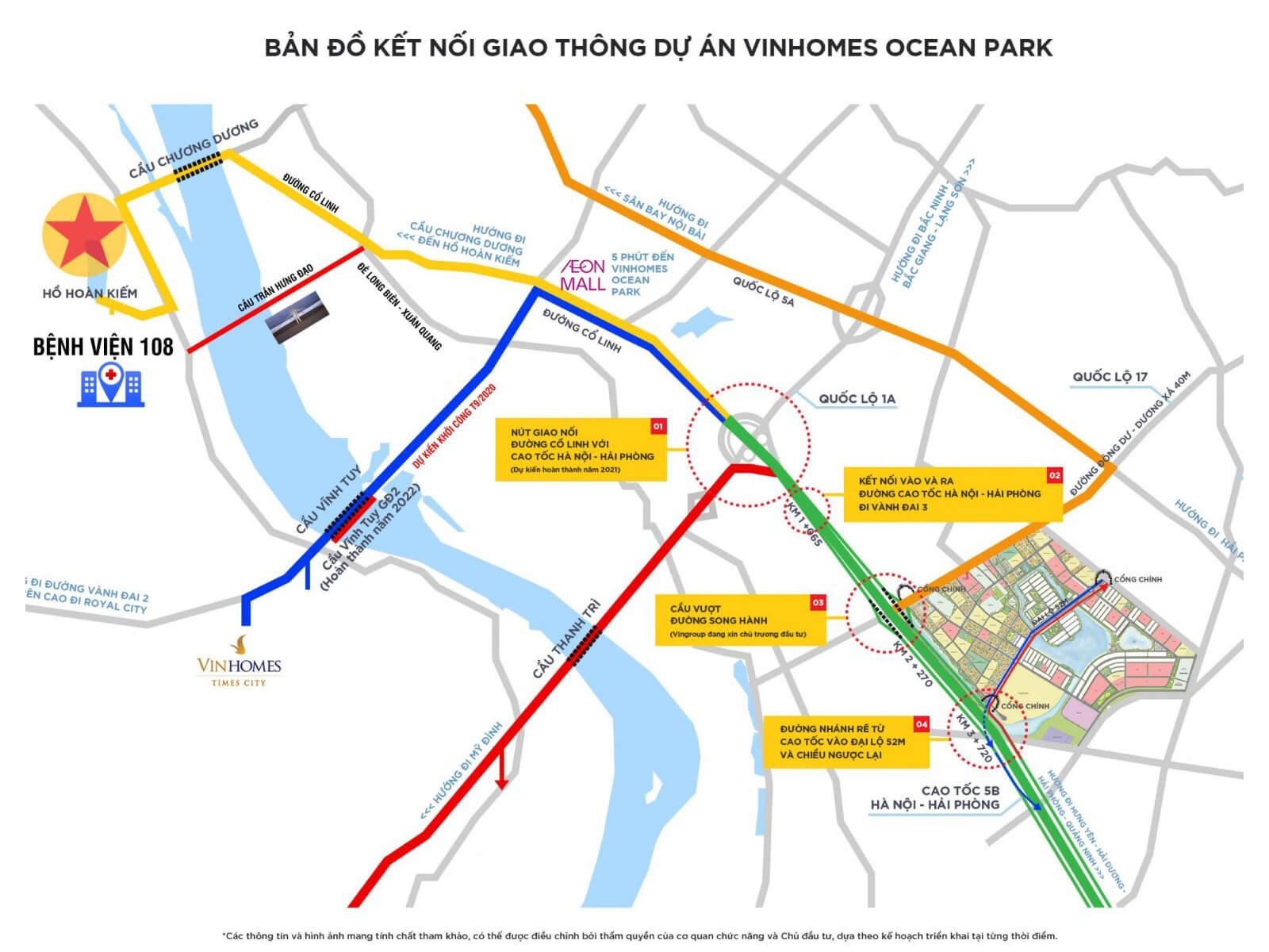 The Pavilion Ocean Park - Bản đồ kết nối giao thông của tòa P1 The Pavilion