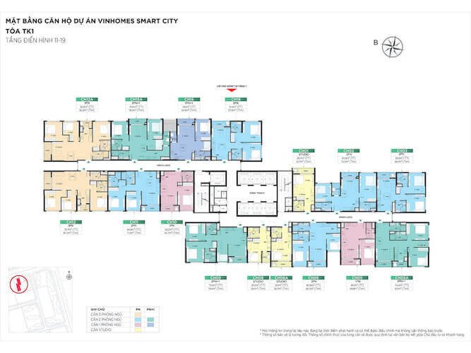 Chung cư Vinhomes Smart City TK1 có đầy đủ các loại hình căn hộ