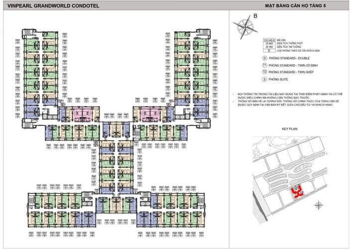 Vinholiday Phú Quốc - mặt bằng thiết kế tòa T2.