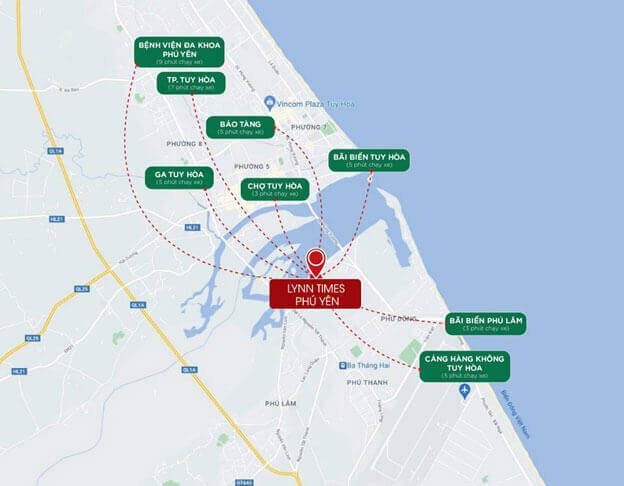 Lynn Times Phú Yên - Bản đồ vị trí của dự án.