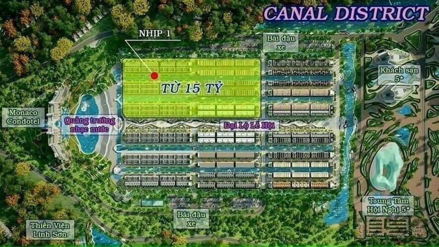 Merry Land Hải Giang - Phân Khu Canal District nằm ở vị trí trung tâm được bao quanh bởi hàng trăm tiện ích đẳng cấp của dự án.