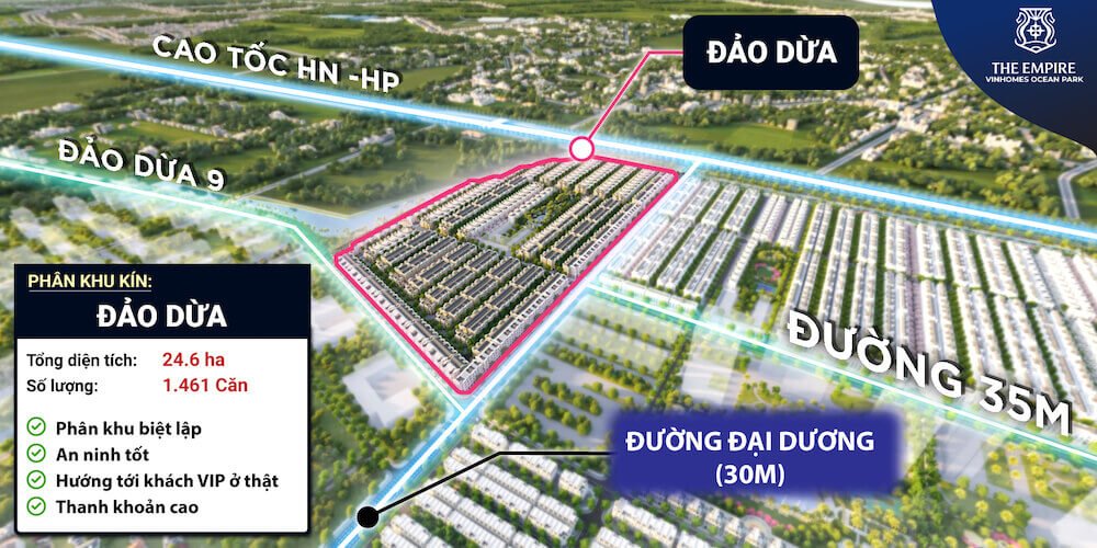 Vị trí phân khu Đảo Dừa Vin Hưng Yên