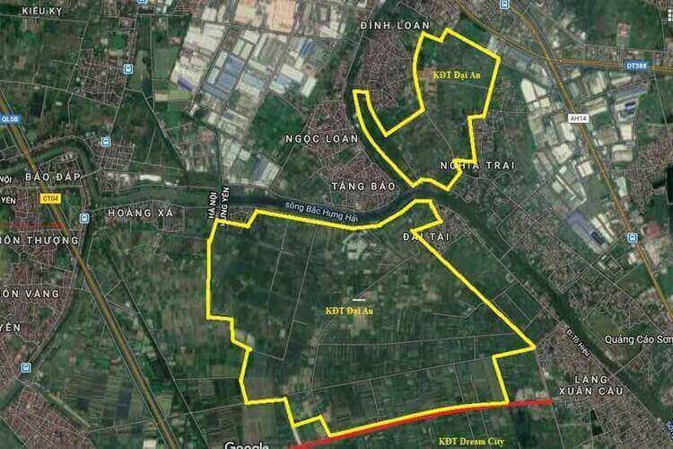 Vị trí Vinhomes Đại An nằm tại 2 xã Tân Quang và Nghĩa Trụ tỉnh Hưng Yên