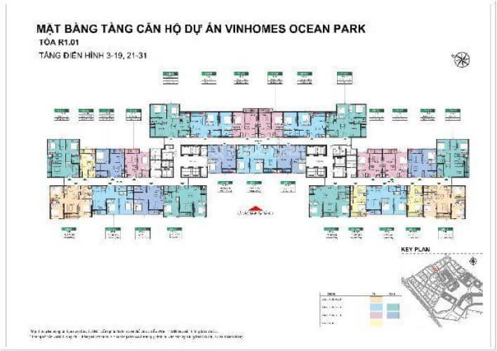 Zenpark Vinhomes Ocean Park - Mặt bằng tổng quan tòa R1.01 The Zenpark